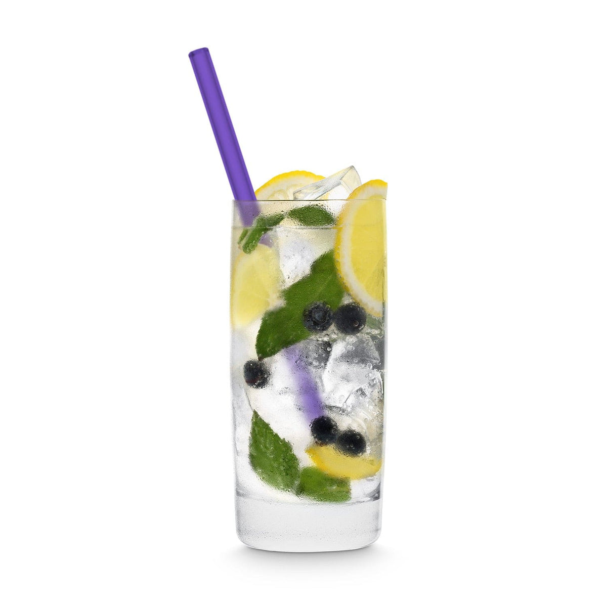 HALM Glasstrohhalme in Neon-Lila für Gin Tonic – umweltfreundlich und wiederverwendbar.