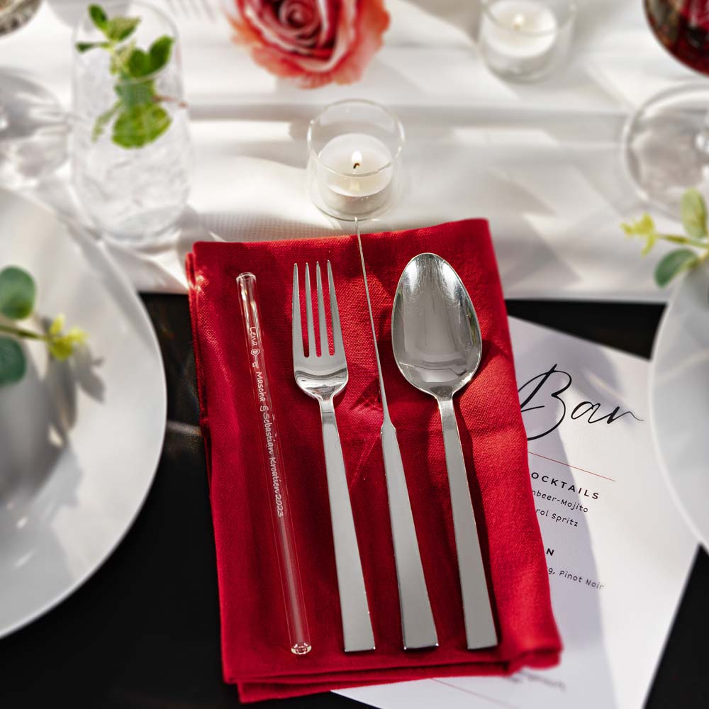HALM glass straws wedding favor, engraved glass straws with 10 individual guest names