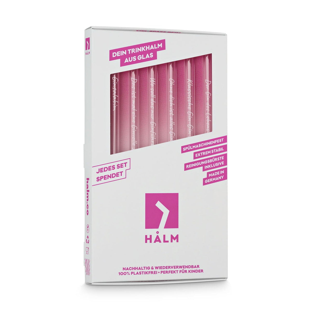 Gin Sprüche glashalme Extrem Stabil Glastrinkhalme 6er Set plastikfrei nachhaltige geschenkideen