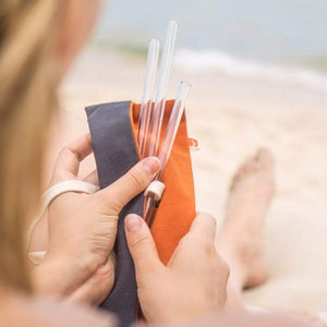 HALM tasche strand urlaub ohne plastik nachhaltig trinkhalm tasche orange
