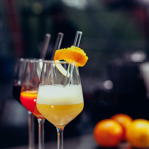 HALM Glasstrohhalme Cocktail Rezepte Glasstrohhalme mit gravierten Maßen für perfektes Mixen - 20er Set