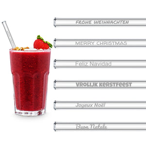 Glass straws gift sustainable straw with Christmas greetings gift ideas for Christmas Merry Christmas Merry Christmas Feliz Navidad Vrolijk Kerstfeest Joyeux Noël Buon Natale