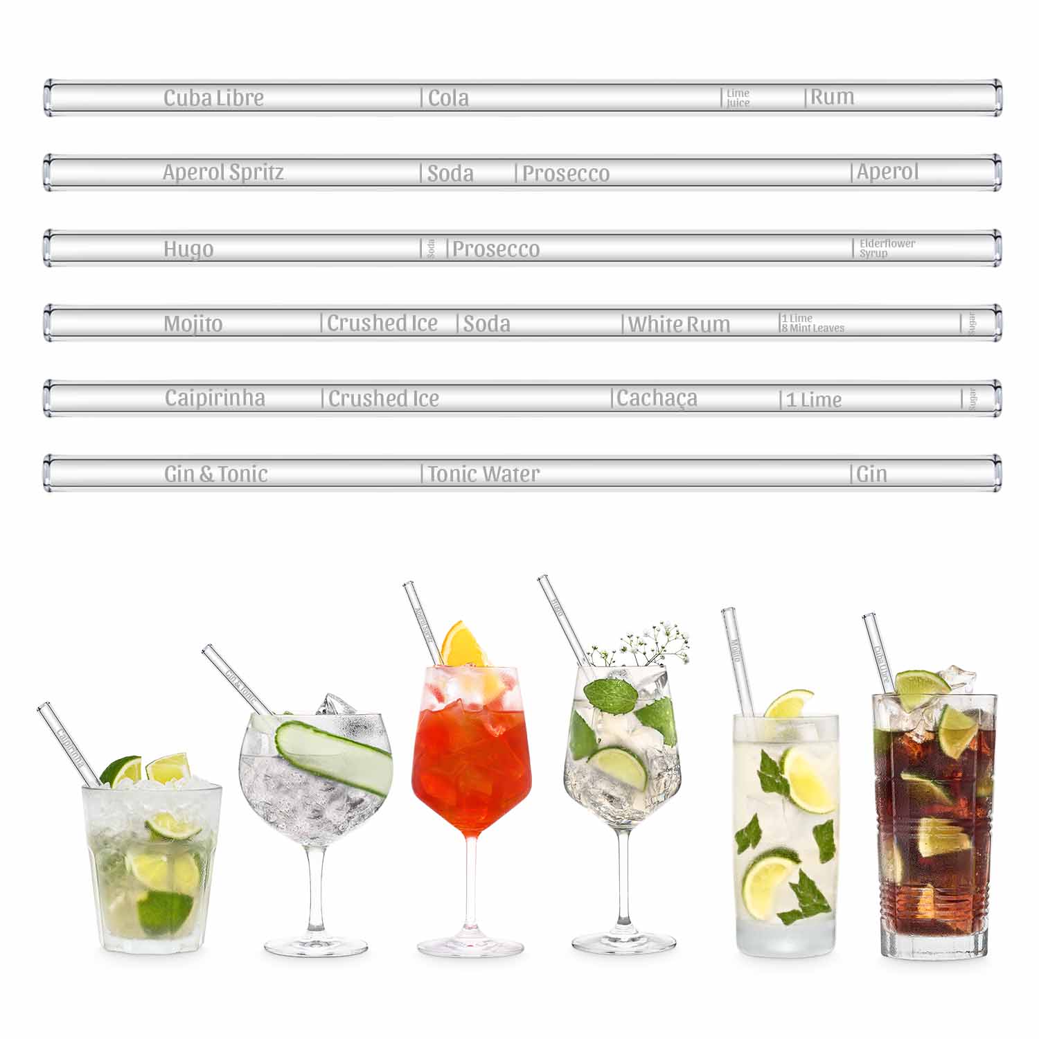 Your personal glass cocktail book, freely selectable from 20 recipes – HALM Straws