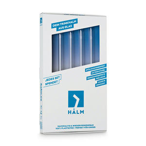 HALM glass straws, 4-piece set, 8 inch (20 cm), plastic-free packaging, flustix