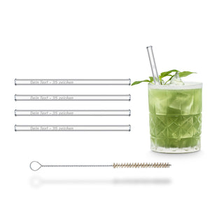 Vaso tumbler para cóctel Gin Basil Smash con pajita grabada, set corto de 6 para cócteles, vasos lowball, juego de 4, 15 cm