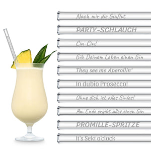 HALM Glasstrohhalme Trinksprüche Party Set 20 Glasstrohhalme  mit 20 Lustige Sprüchen Glastrinkhalme Feier Hochzeit