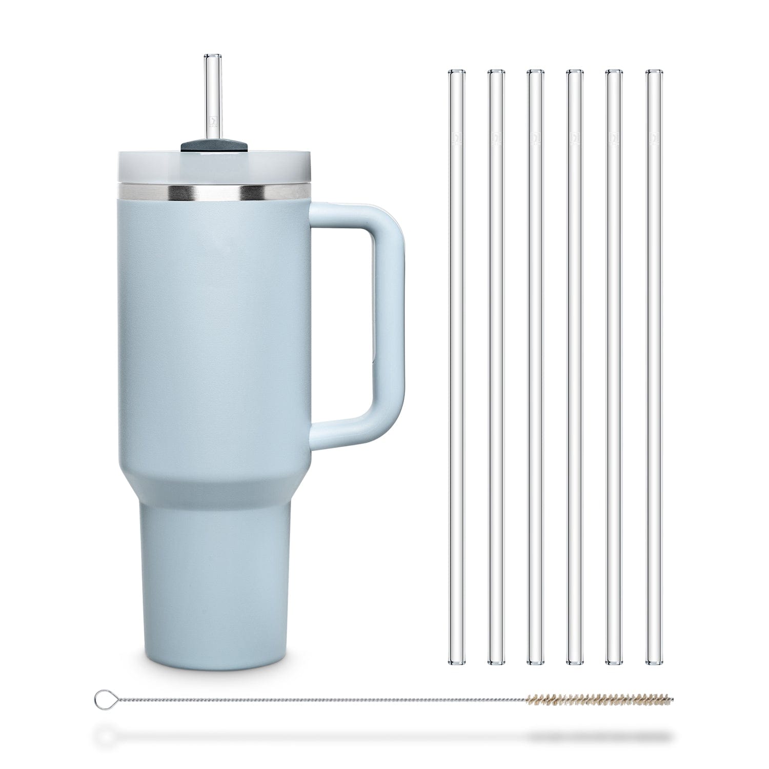 6x 30cm (Gerade) Glasstrohhalme für Flaschen von 0,33 bis 1 Liter