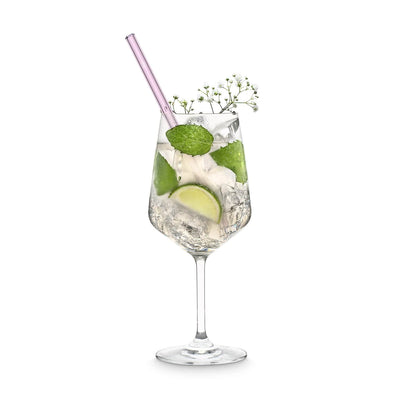 Reusable HALM glass straws in shiny pink for sustainable enjoyment.