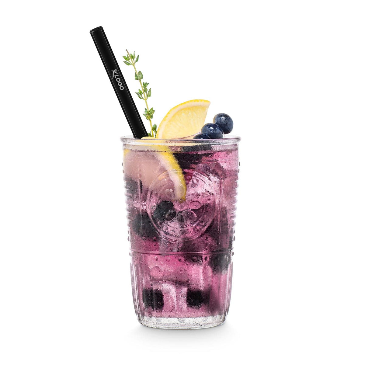 Pajitas de vidrio negro 6x 20 cm derecho