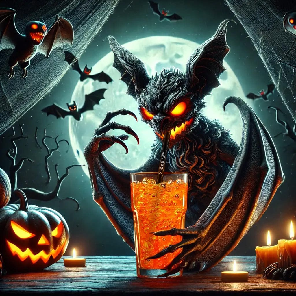 Pailles en verre HALM réutilisables dans un verre avec décoration d’Halloween automnale et motif chauve-souris