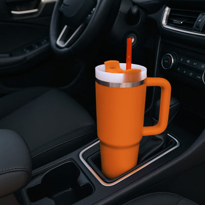 Wiederverwendbare HALM Glasstrohhalme in mattem Orange, 30 cm Länge, ideal für Stanley Cup Trinkbecher.