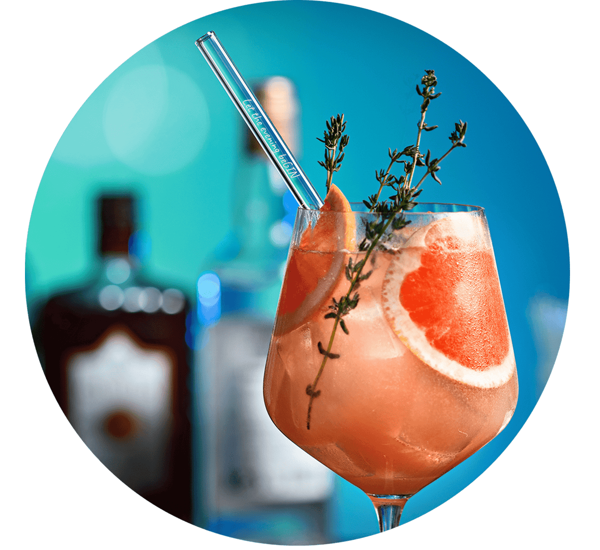 Pailles en verre HALM réutilisables avec inscription Gin gravée « Let the evening be GIN »