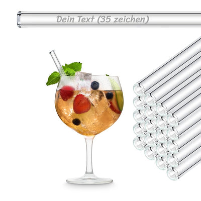 HALM 20x 15cm Glasstrohhalme Party Set mit persönlicher Gravur