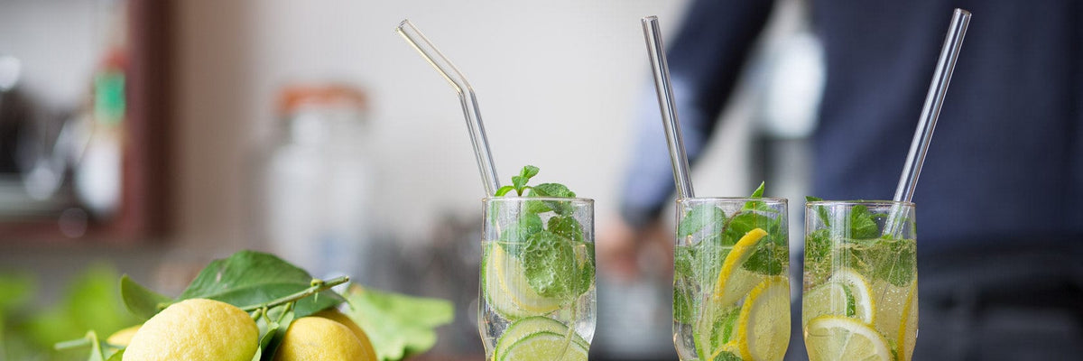 Pailles en verre HALM réutilisables, en différentes longueurs et formes, pour une dégustation durable