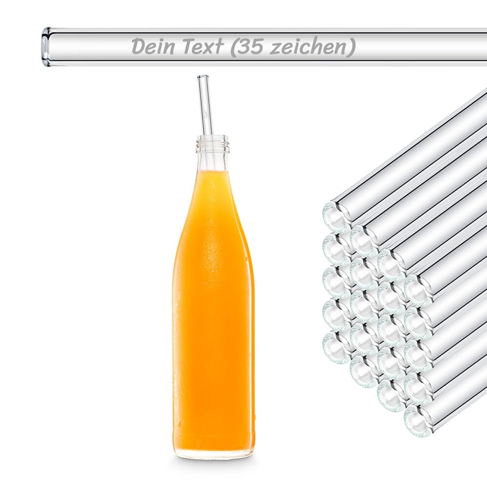 HALM 50x 30cm Glasstrohhalme mit Gravur für Flaschen von 0,33 - 1Liter