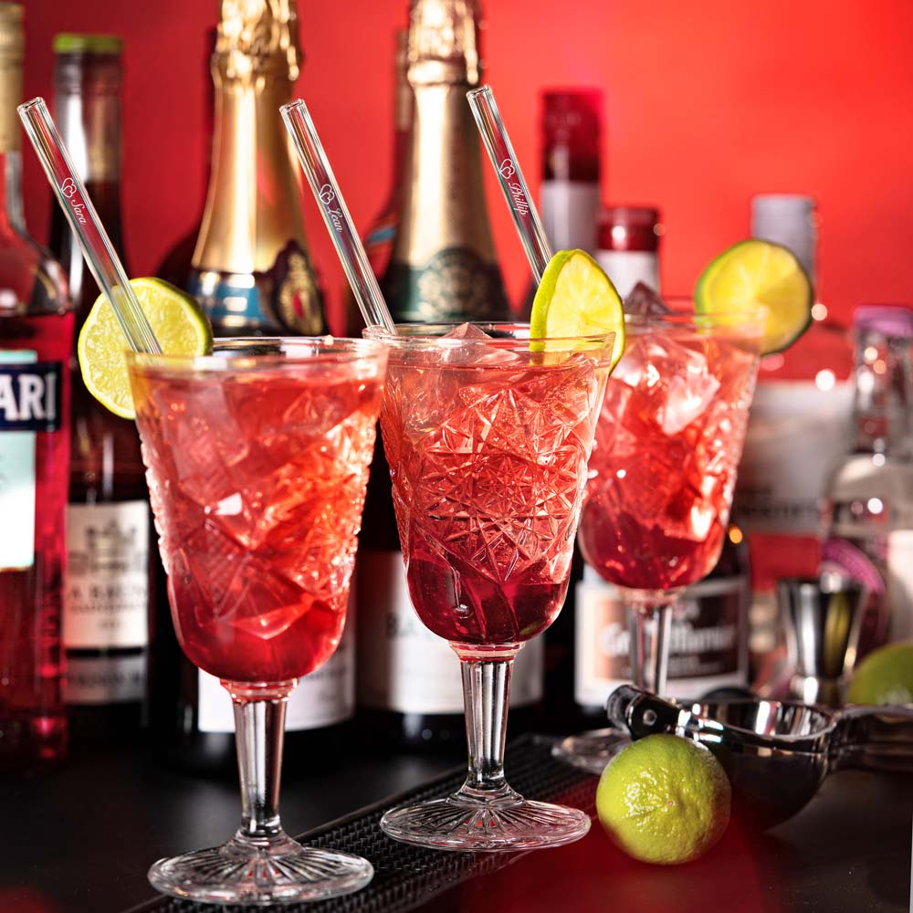 HALM Glasstrohhalme 6x 15cm Glasstrohhalme mit persönlicher Gravur