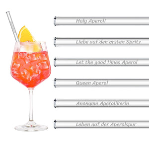 Holy Aperoli Aperol Spritz Sprüche auf Glasstrohhalmen graviert