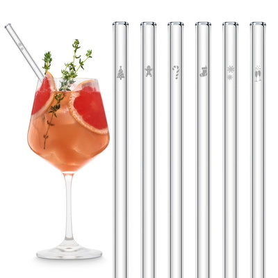 HALM Strohhalme aus glas nachhaltige weihnachtsgeschenk cocktail trinkhalm mit gravur christmas gift glass straws set 6
