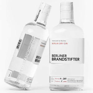 HALM Glasstrohhalme Berliner Brandstifter Berlin Dry Gin 0,7l (43,3%) + Brandstifter Glastrinkhalme 6er Set