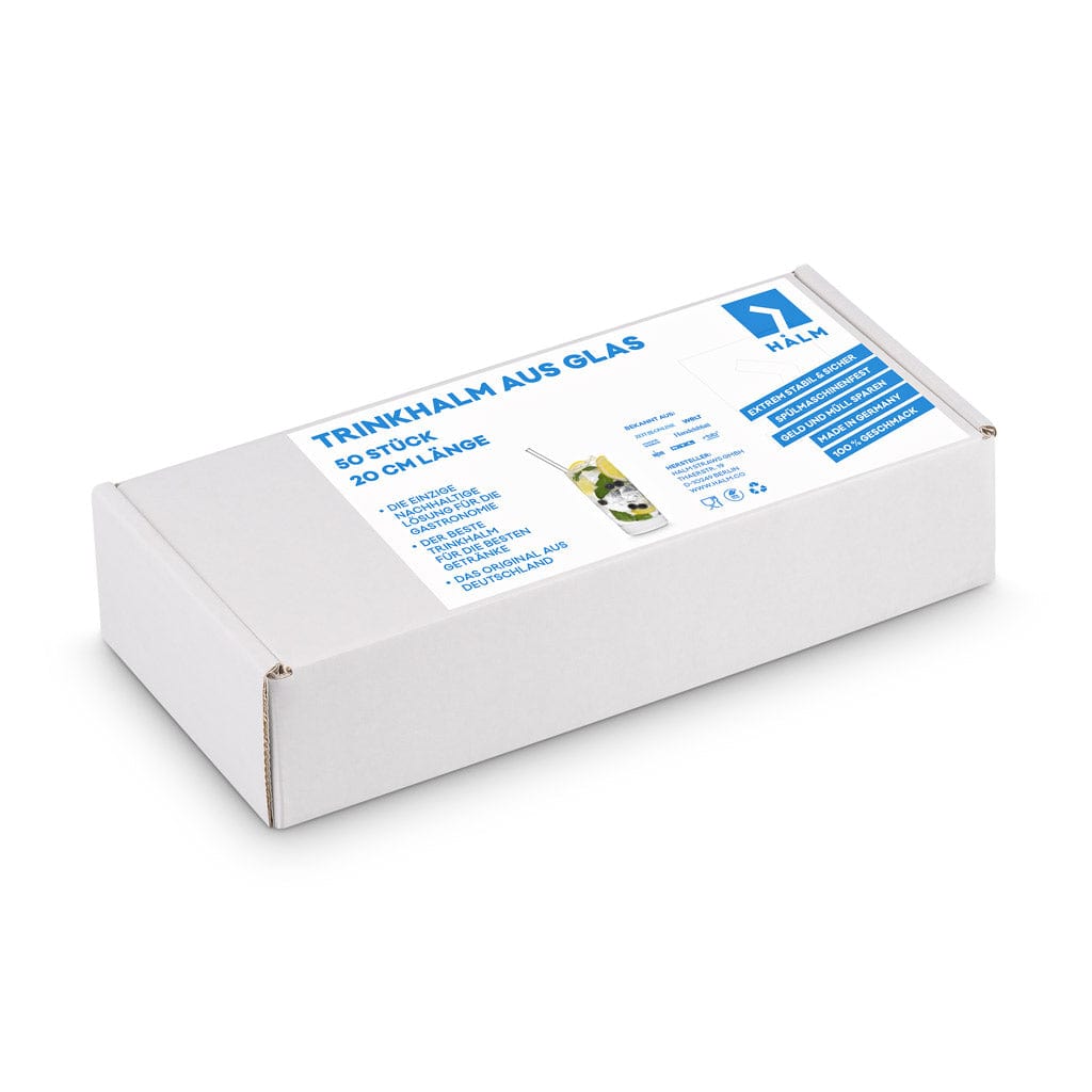 HALM Glasstrohhalme 50x 20cm Glasstrohhalme für jeden Anlass inkl. Profi Reinigungsbürste