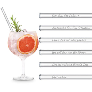 Gin Tonic ballonglas grapefruit rosmarin cocktail glastrinkhalme mit Sprüche gravierte glastrinkhalme für gin cocktail glas party trinkhalme geschenke