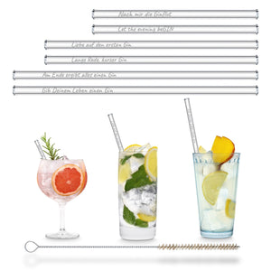 Gin Sprüche G&T Lustigen Zitate Cocktail Glas Trinkhalmen Gemischtes Set Plastikfrei geschenke 