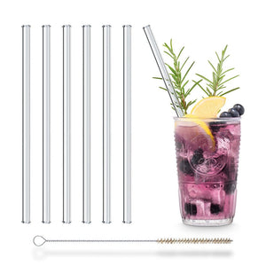 Glas strohhalme mit riffel optik glastrinkhalme kristalglas effekt sommer cocktail 6er Set