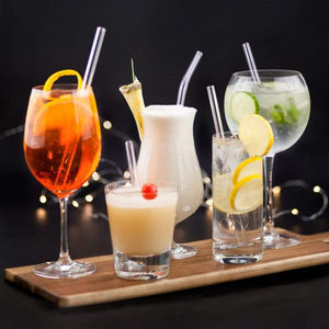 Cocktail Strohhalme Glass Straws Party Gläser Glastrinkhalme Gin Tonic Aperol Spritz Pina Colada