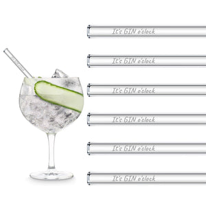 HALM Glasstrohhalme It's GIN o'clock Glasstrohhalme mit gravierten Gin-Sprüchen 6x 20cm