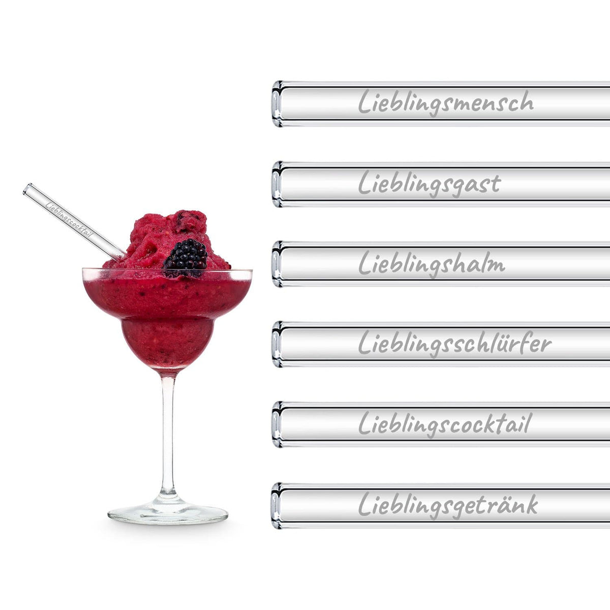 HALM Glasstrohhalme Lieblings Edition 6 gravierte Glasstrohhalme für deinen Lieblingsmensch