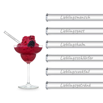 HALM Glasstrohhalme Lieblings Edition 6 gravierte Glasstrohhalme für deinen Lieblingsmensch