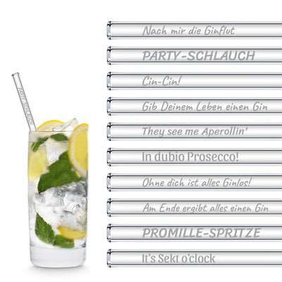 Trinksprüche Glasstrohhalme Party Set mit Lustigen Sprüchen & Zitaten