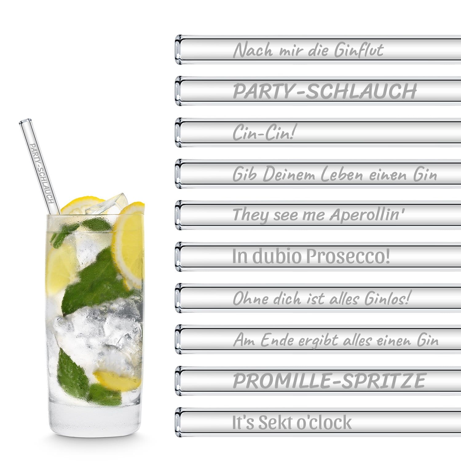 Trinksprüche Glasstrohhalme Party Set mit Lustigen Sprüchen & Zitaten