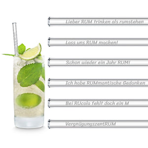 weiße Rum mojito cocktail party trinkhalme aus glas 6 stueck mit Trinkprüche