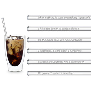 Glastrinkhalme mit Motivationssprüche englisch zitate arbeit team gift erfolg success Straws