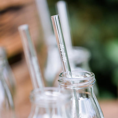 HALM lot de 6 pailles en verre de 27 cm pour bouteilles avec gravure personnalisée