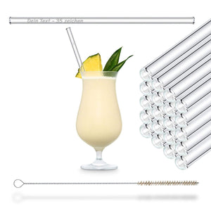 Pina Colada kokosmilch cocktail glas hurricane trinkhalme mit gravur personaliserte text 23cm glasstrohhalme 20 set glass straws