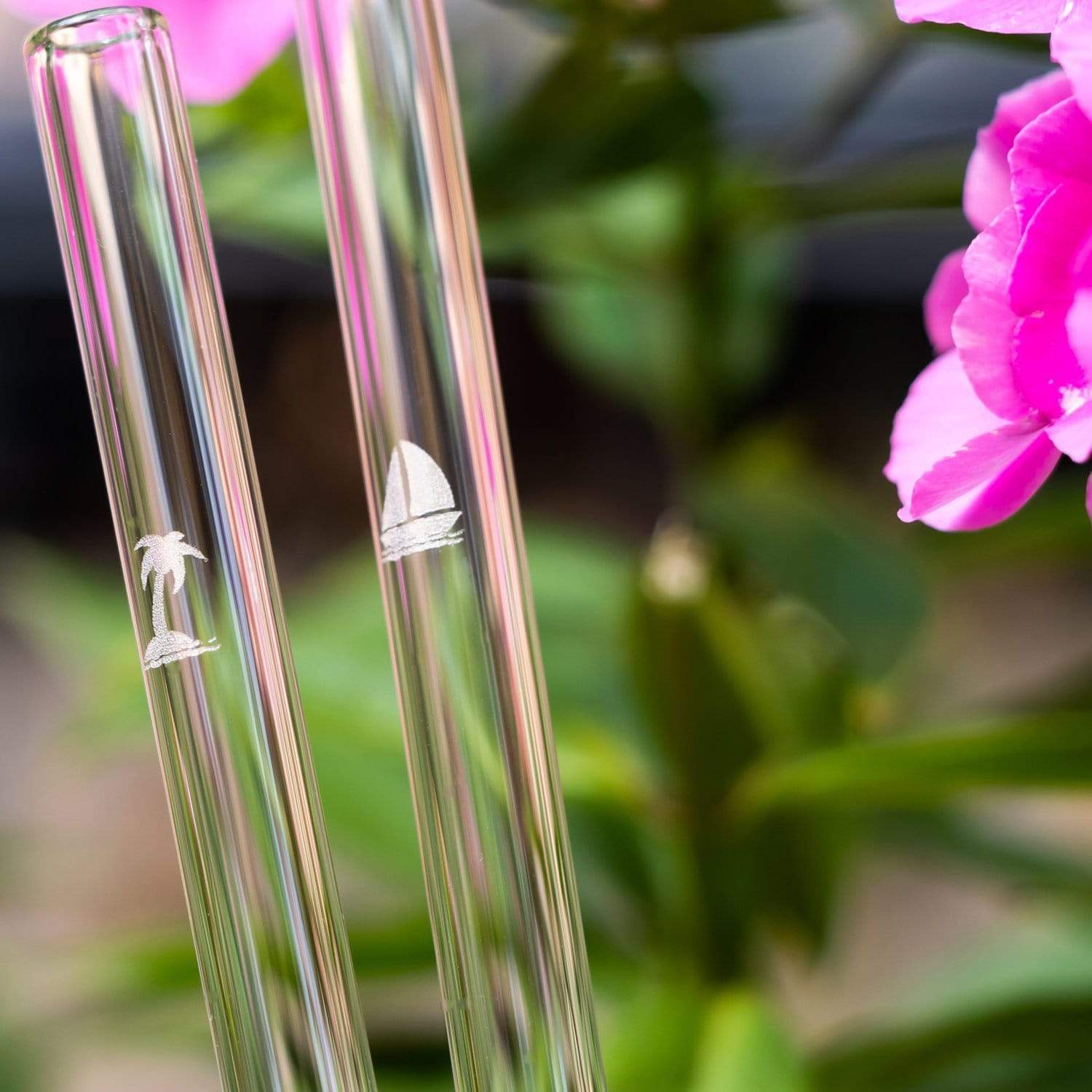 8PCS/set Creative Flower Glass Straw Reusable Glass Drinking Straws Cleaner  Brush Bent Glass Straws For