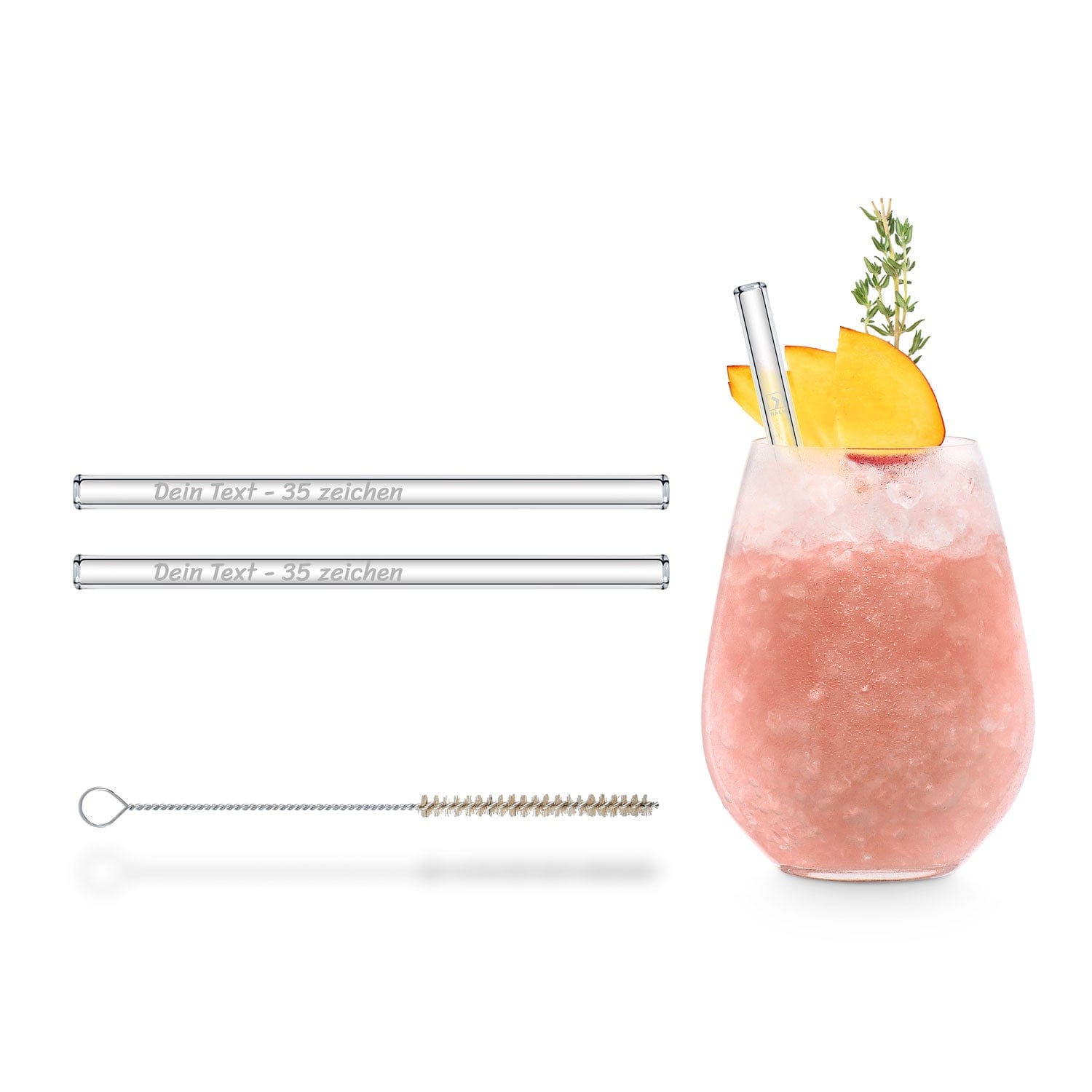 HALM Strohhalme aus glas wiedervervendbare set 2 x 15cm mit gravur text und motiv hochzeit gastgeschenk