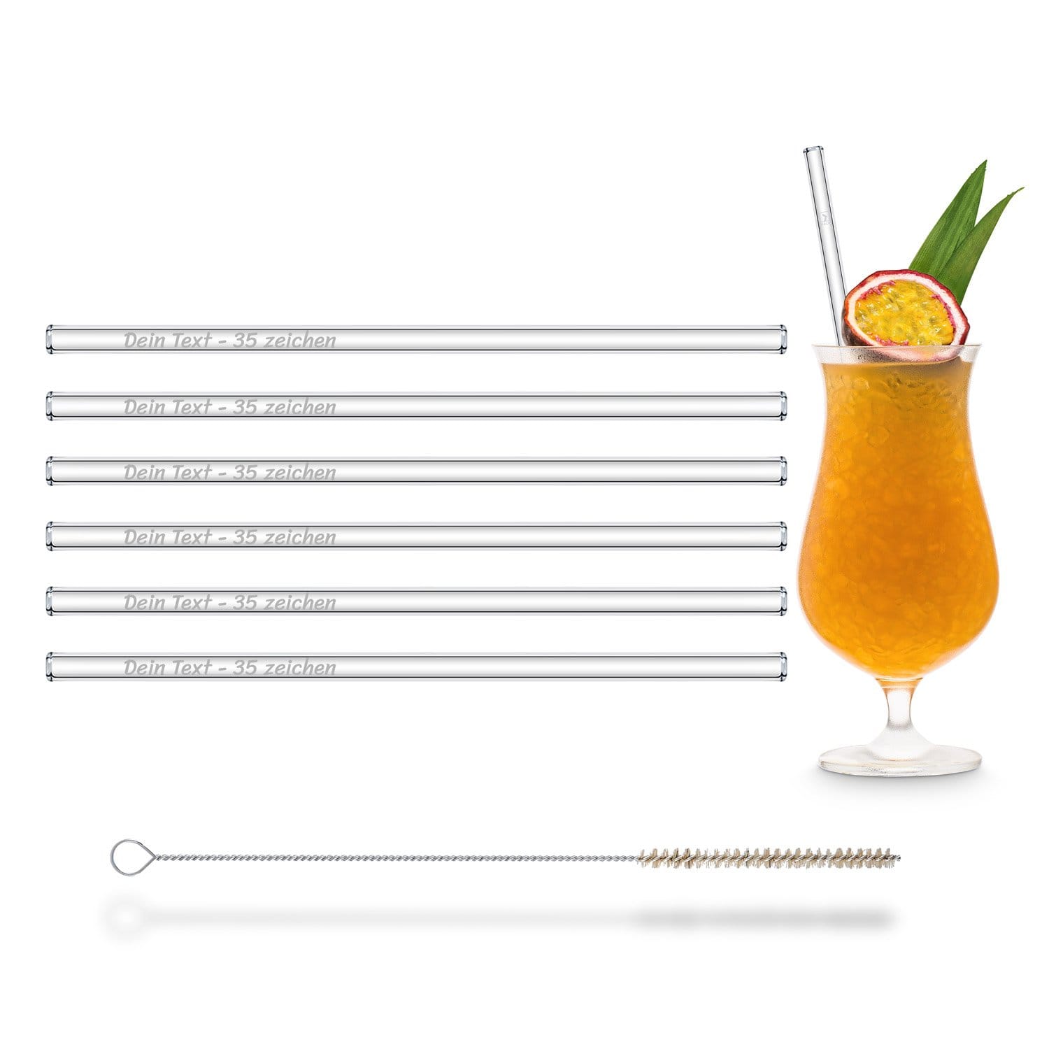 HALM Nachaltig glastrinkhalme mit eigenem gravur personalisierte text motive lang 23cm