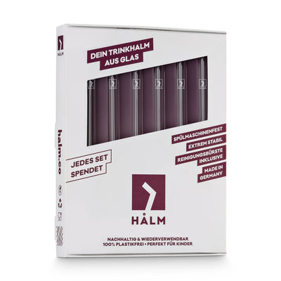 HALM glastrinkhalm 6er set plastikfrei verpackung mit fsc zertifizerung