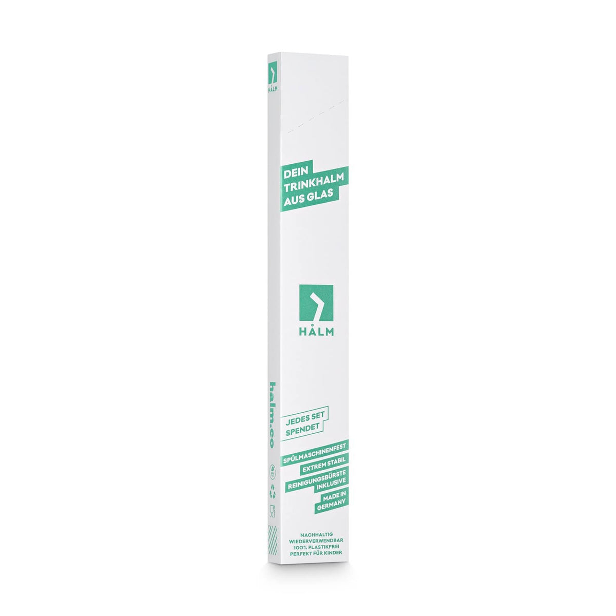 HALM glas strohhalme 2er set 15cm plastifreie verpackung flustix