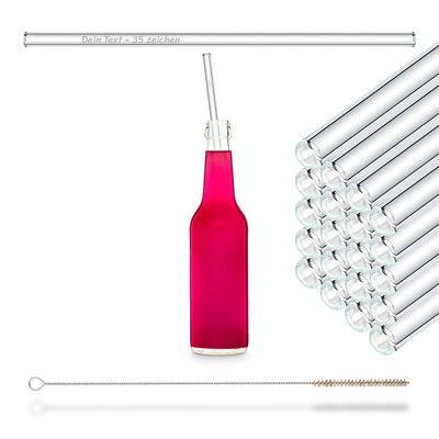 HALM Pajitas de cristal 50x 30 cm con grabado para botellas de 0,33 a 1 litro para cualquier ocasión