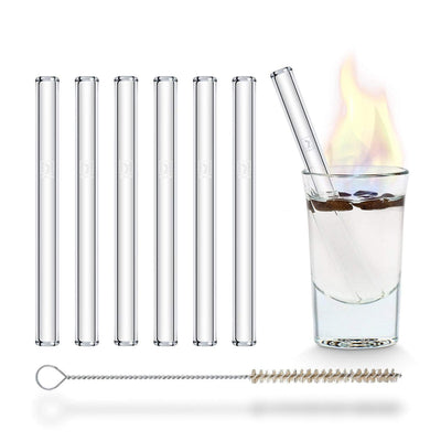 HALM short straws for shot glasses and soup, 4 inch (10 cm) 6-piece set, nasal draw tubes