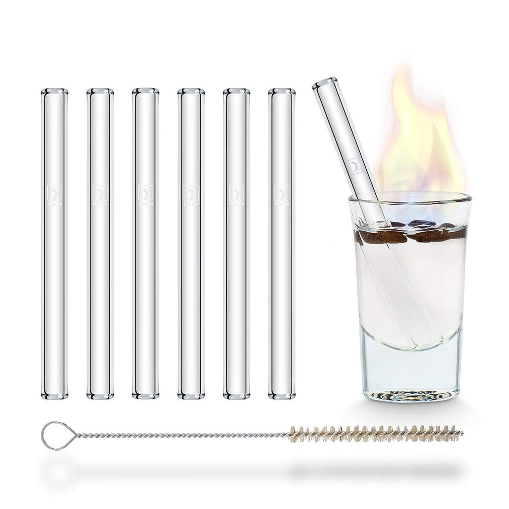 Lot De 6 Pailles En Verre Réutilisables HÅLM - 23 Cm, Transparentes, Lavables, Sans Plastique