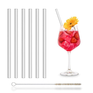 Glas strohhalme mit riffel optik glastrinkhalme rillen effekt sommer cocktail 6er Set