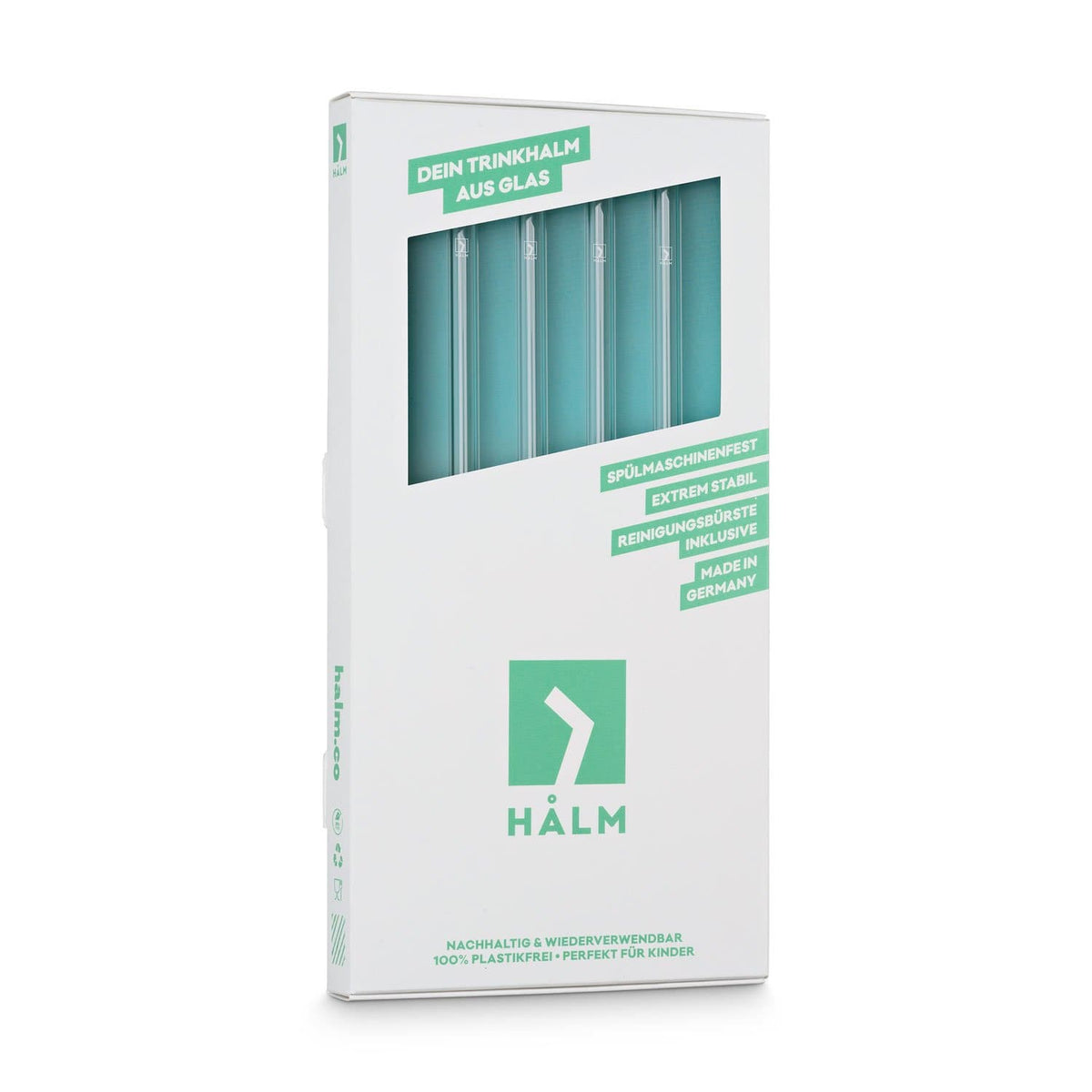 Set de 4 pajitas de vidrio HALM de 23 cm, vidrio Schott con sello FSC
